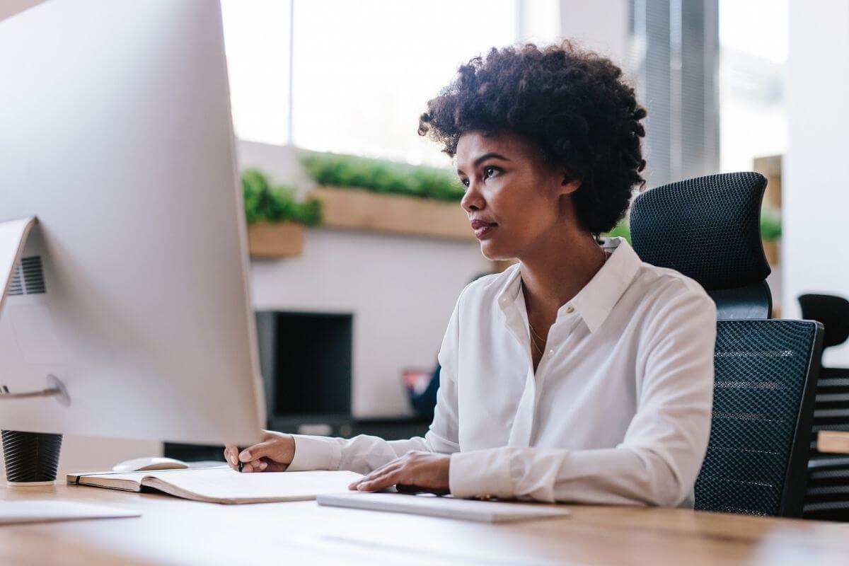 employee working at a desktop