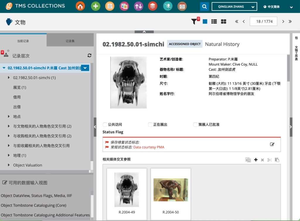 Natural History Object Record in Simplified Chinese
