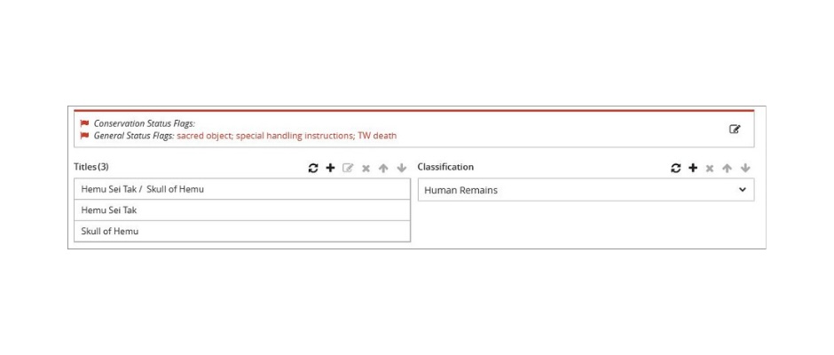 Status Flags in TMS Collections make it easy to identify sensitive objects.