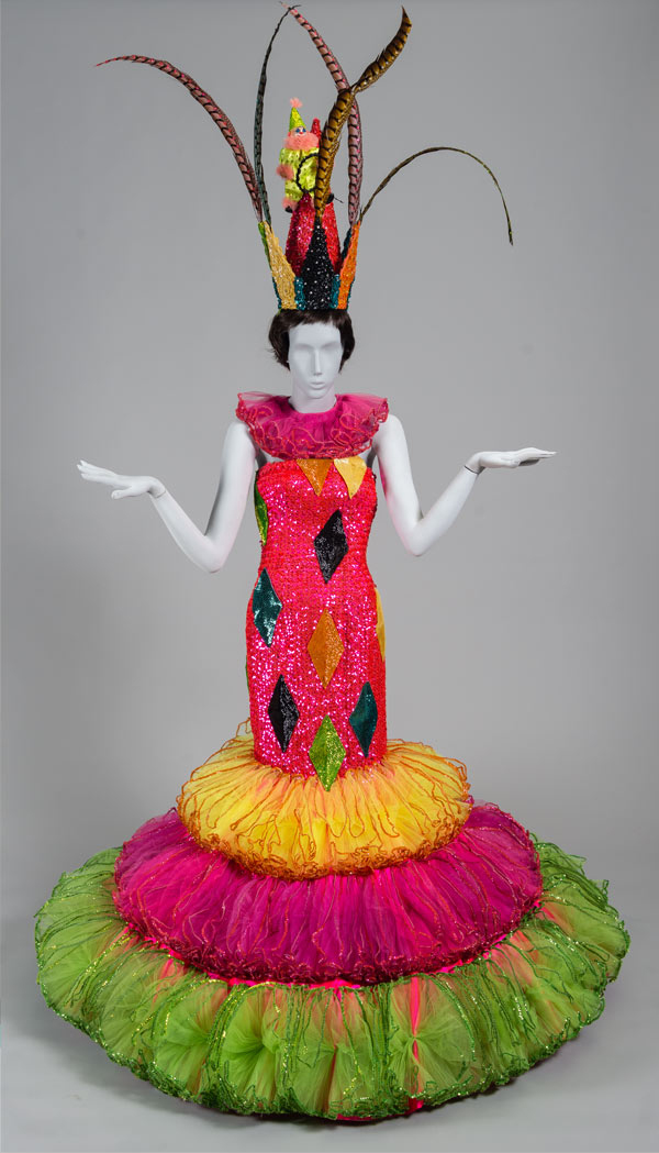 Maid in Krewe of Iris ball costume, worn by Patricia Culpepper Schiffbauer | Louisiana State Museum | Case Study | Gallery Systems
