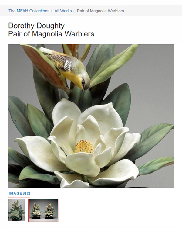 Deep zoom view of Pair of Magnolia Warblers on the Museum of Fine Arts Houston eMuseum site