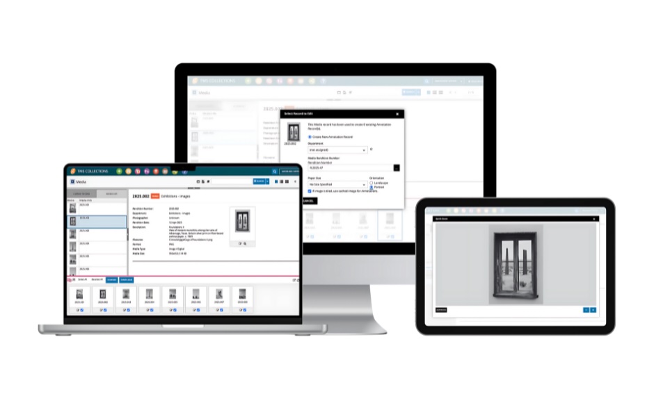 mockup of tms collections on desktop, laptop, and ipad