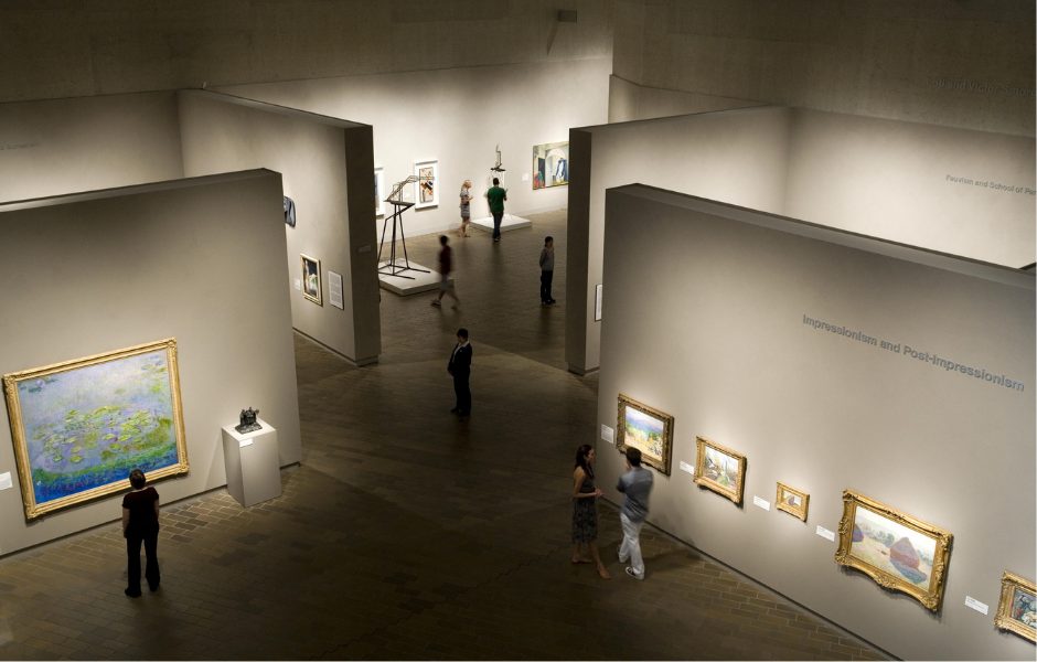 art gallery with classical paintings