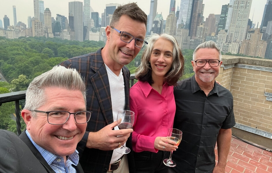 Chris Alexander with colleagues Heather Lake, Robb Detlefs, and Paul Thyssen at a Gallery Systems team event
