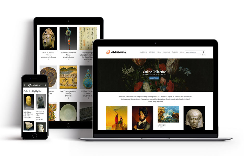eMuseum online collections interface showing museum web publishing features