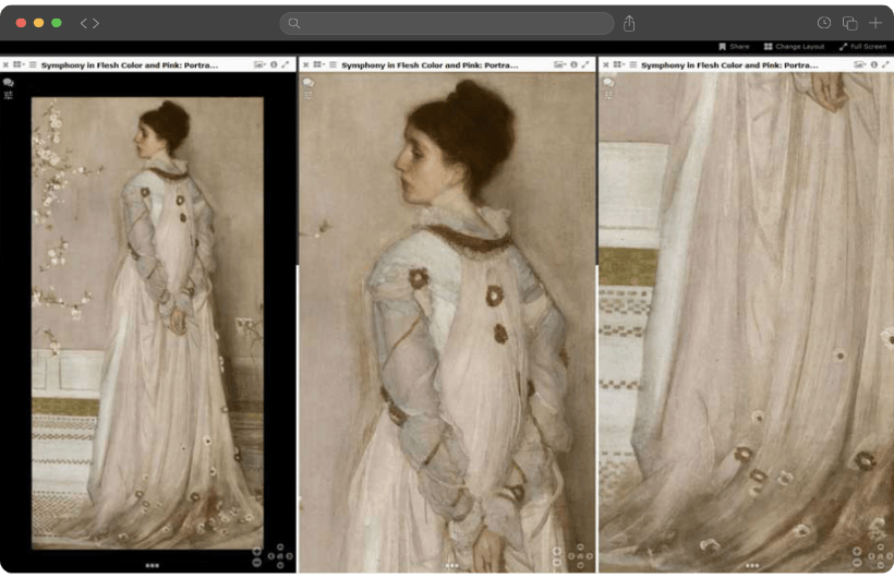 Comparison of details from a James McNeill Whistler painting in The Frick Collection using the eMuseum IIIF viewer