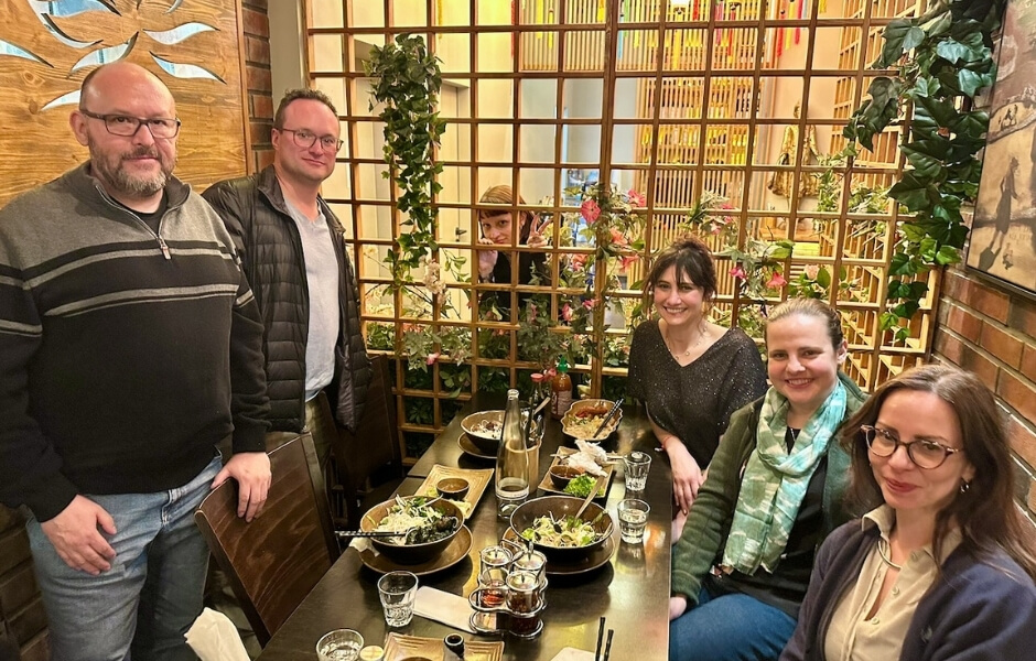 Gallery Systems team having dinner with clients