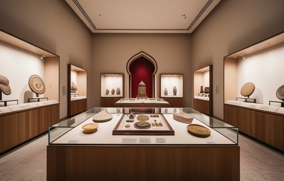 collection of historic objects at a museum