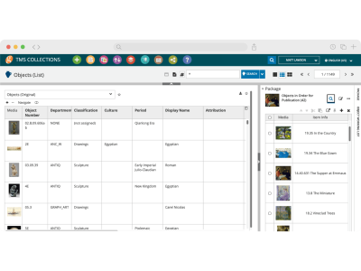 TMS Collections displayed in a web browser