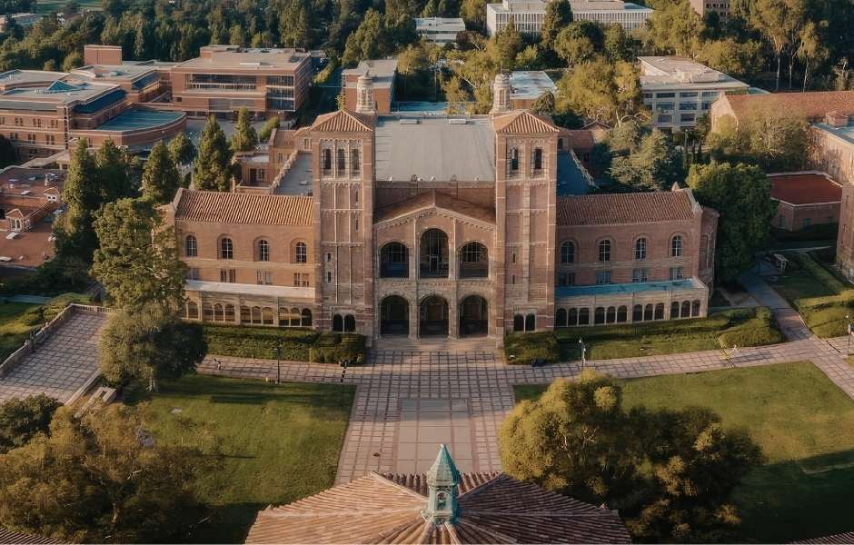 University campus aerial view representing institutions that connect collections and teaching resources with Gallery Systems