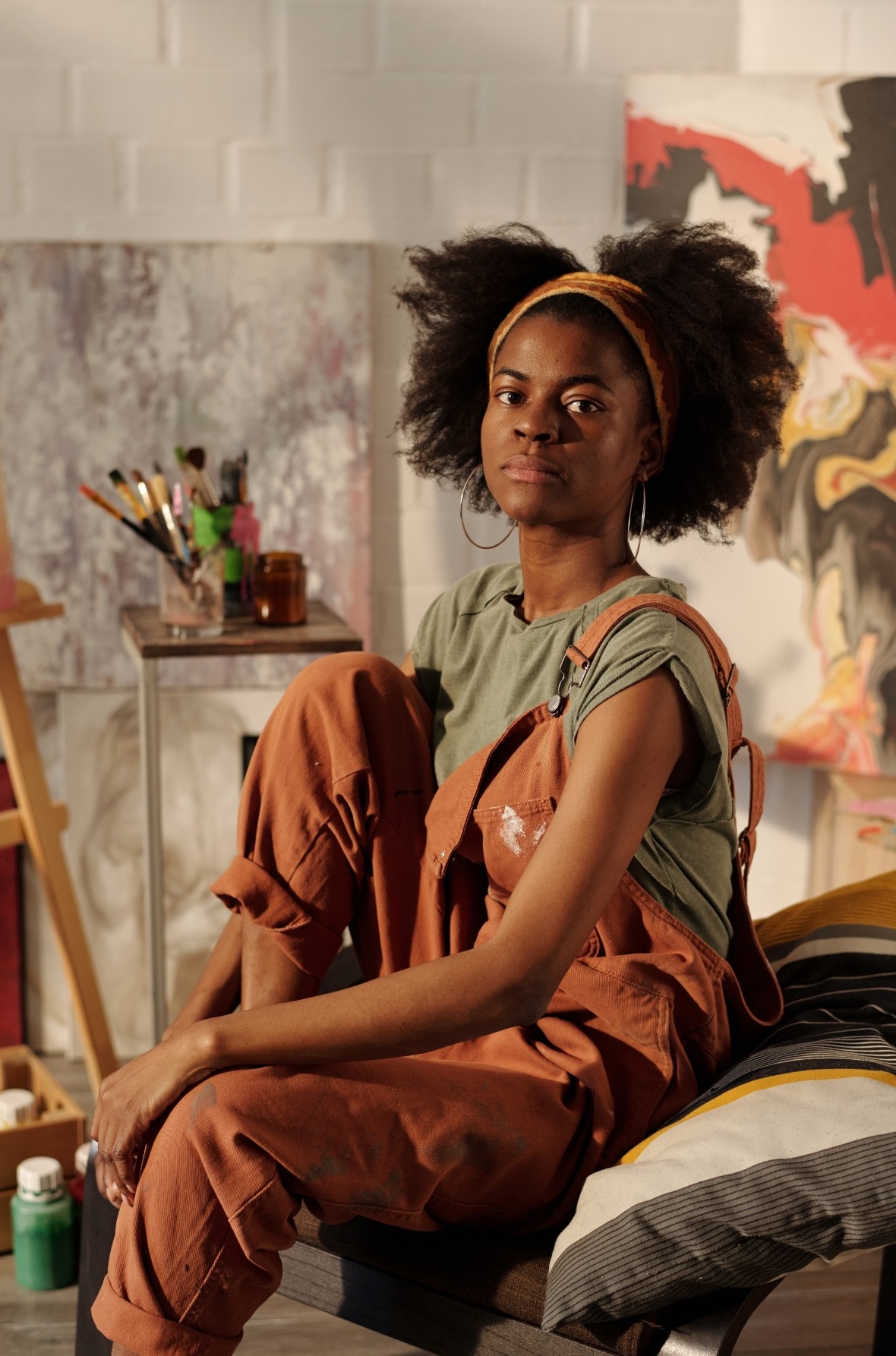 artist in her painting studio