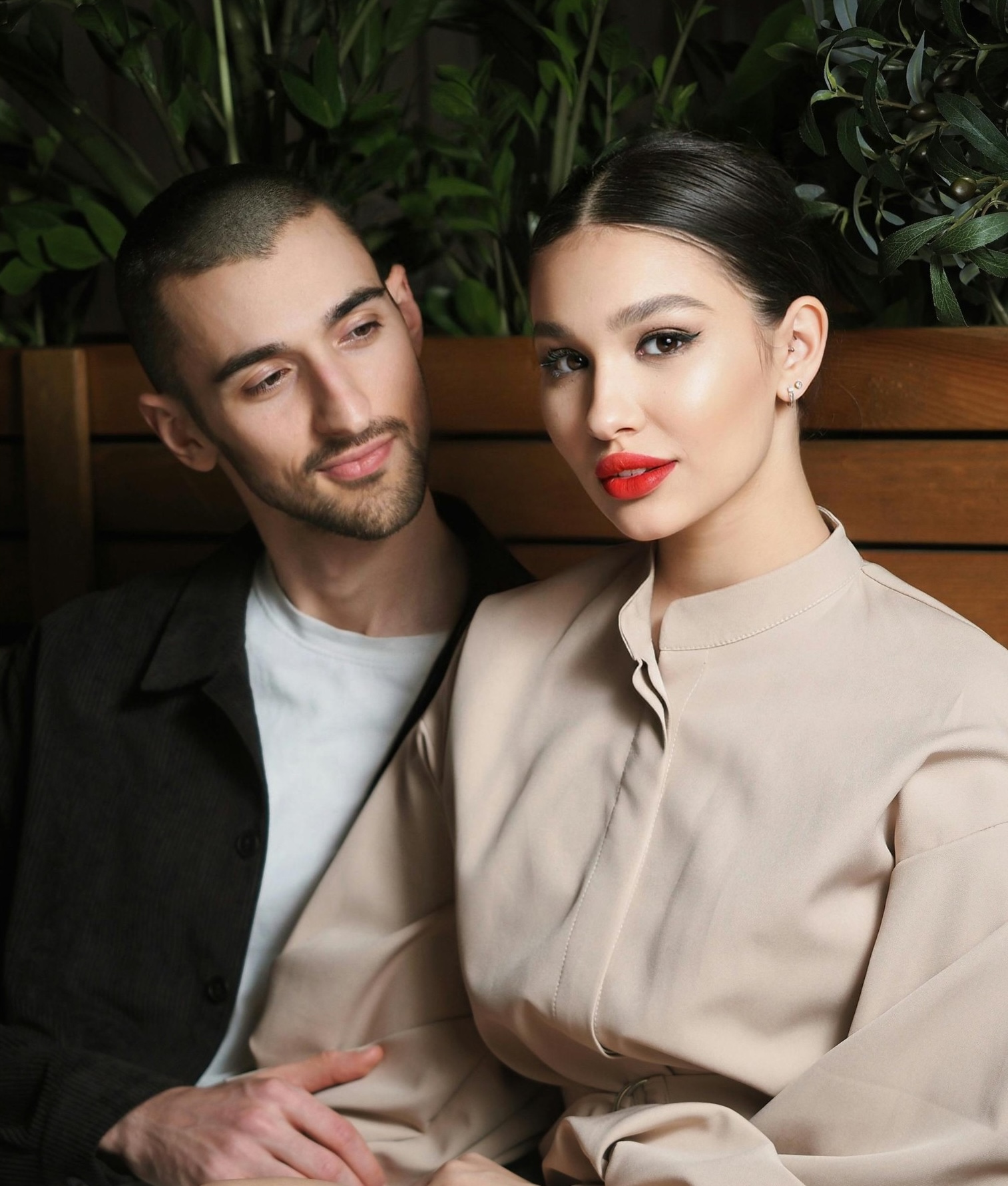 young art collector couple posing.