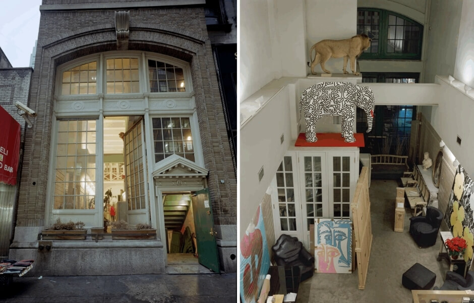 Exterior and interior of the Andy Warhol Foundation office