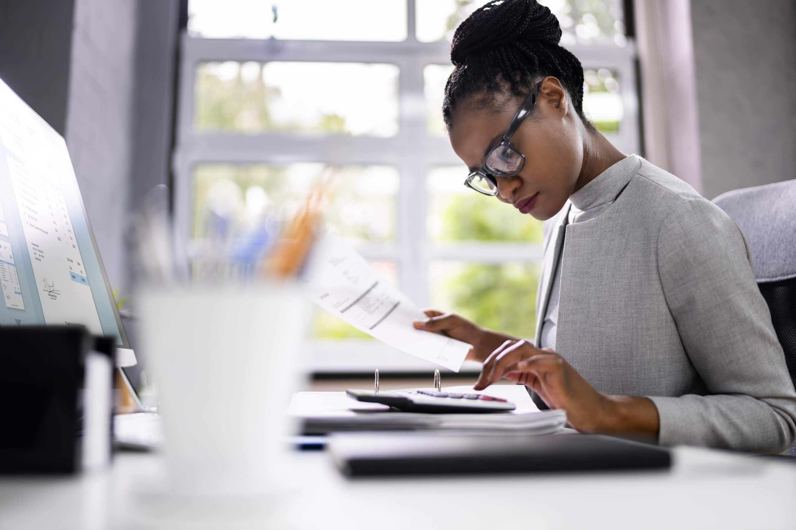 business professional working at her desk
