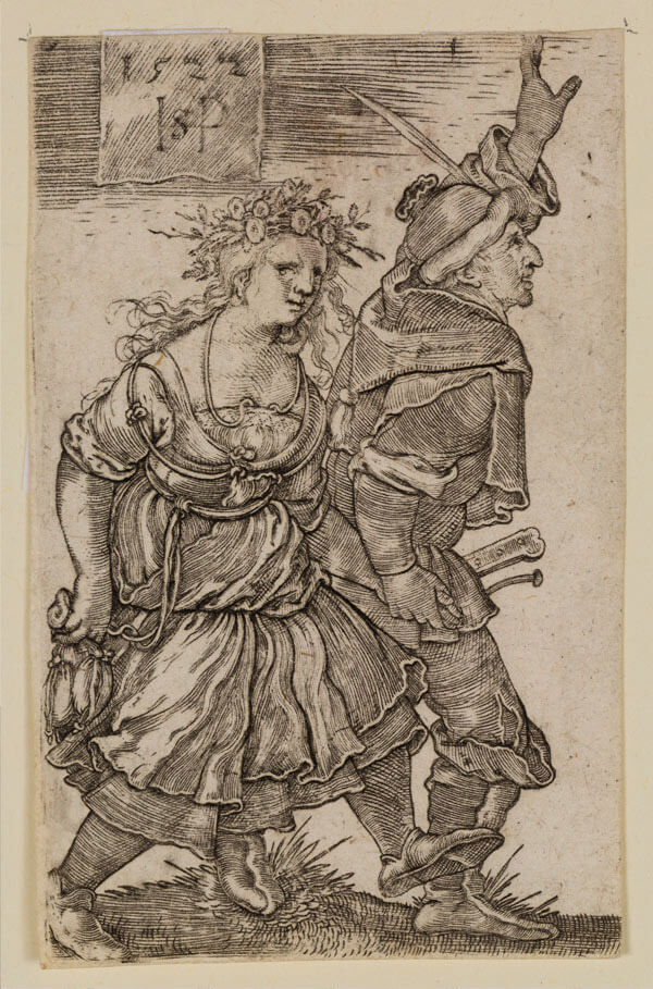 Peasant Couple Dancing by Sebald Beham from The Block Museum of Art