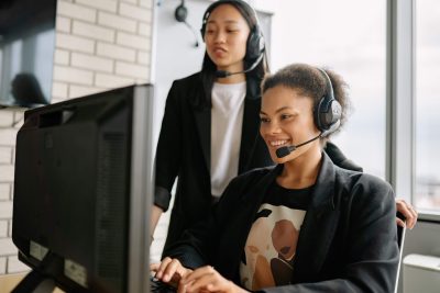 support workers taking care of a client's questions